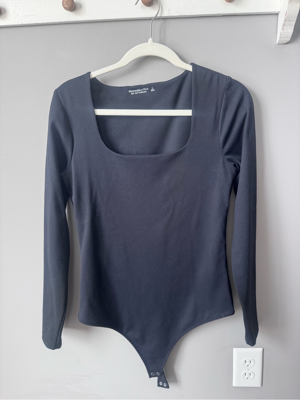 Abercrombie Black Long Sleeve Square Neck Bodysuit